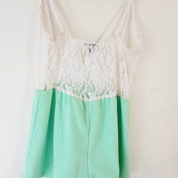 UK2LA Teal and White Laced Romper Size: Small - Picture 12 of 16